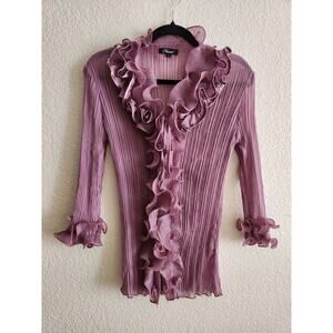 y2K Daniel Women's Ruffle Button Up Blouse Lg